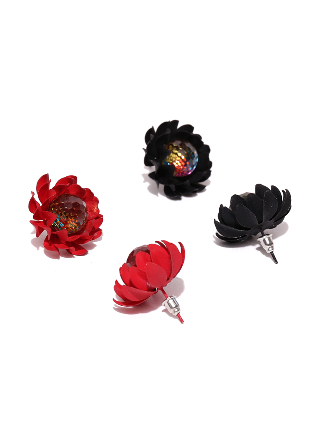 YouBella Jewellery Combo of 4 Floral Stud Earrings for Girls and Women (Multi) (YBEAR_33353)